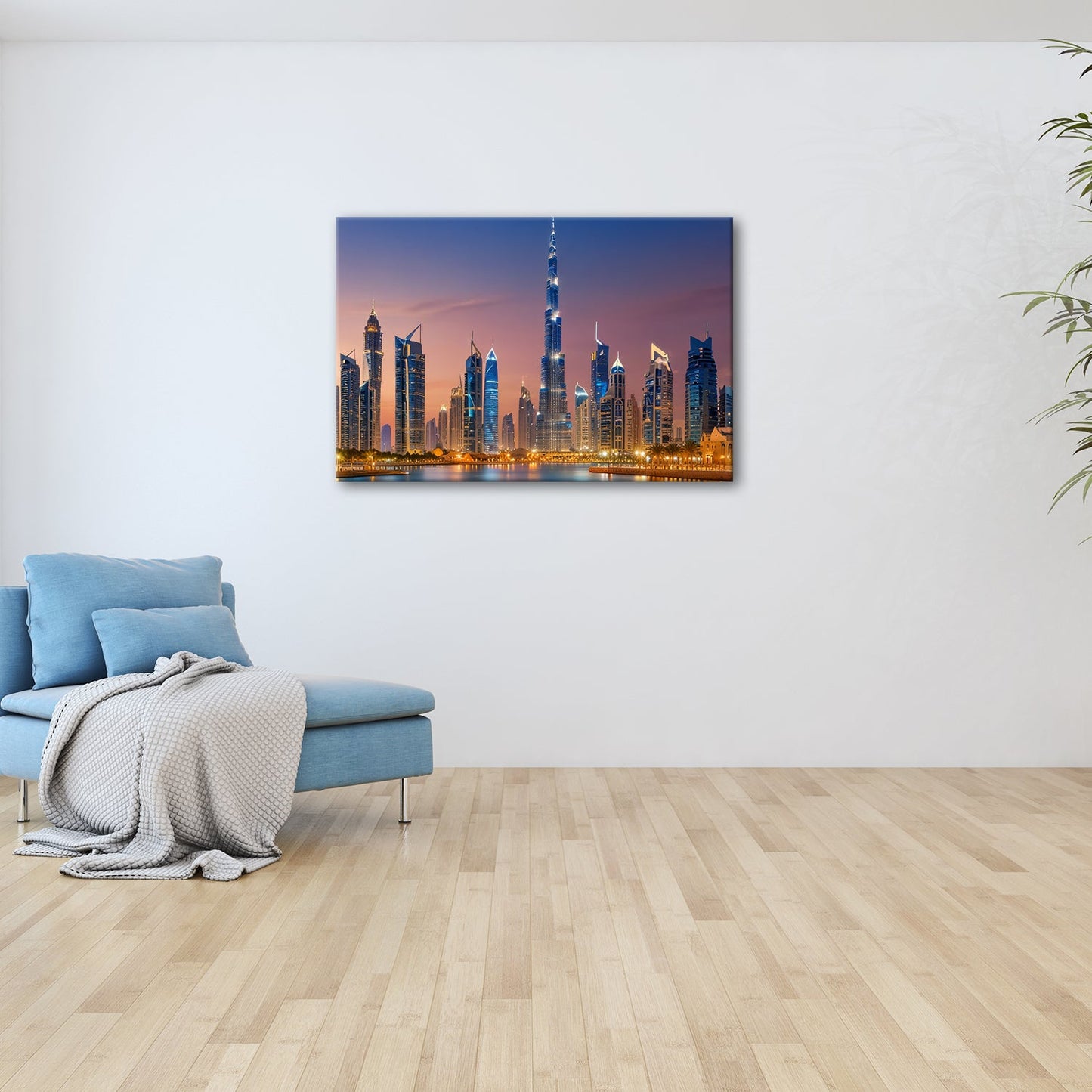 Leinwandbild Skyline XXL – Leuchtend erstrahlt im magischen Dämmerlicht - deyoli