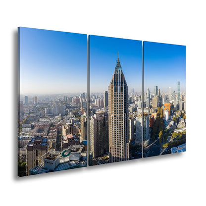 Leinwandbild Skyline XXL – Moderne Hochhäuser & ikonisches Zentrum - deyoli