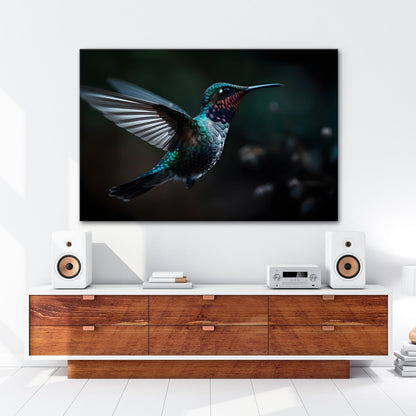 Leinwandbild Smaragdglanz im Flug – ein Kolibri wie aus Licht gewebt - deyoli
