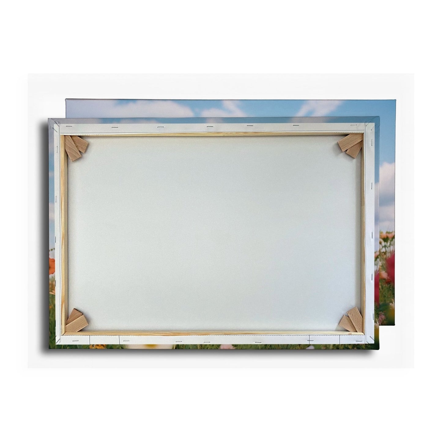 Leinwandbild Sommerwiese tanzt unter Wolken im goldenen Licht. - deyoli