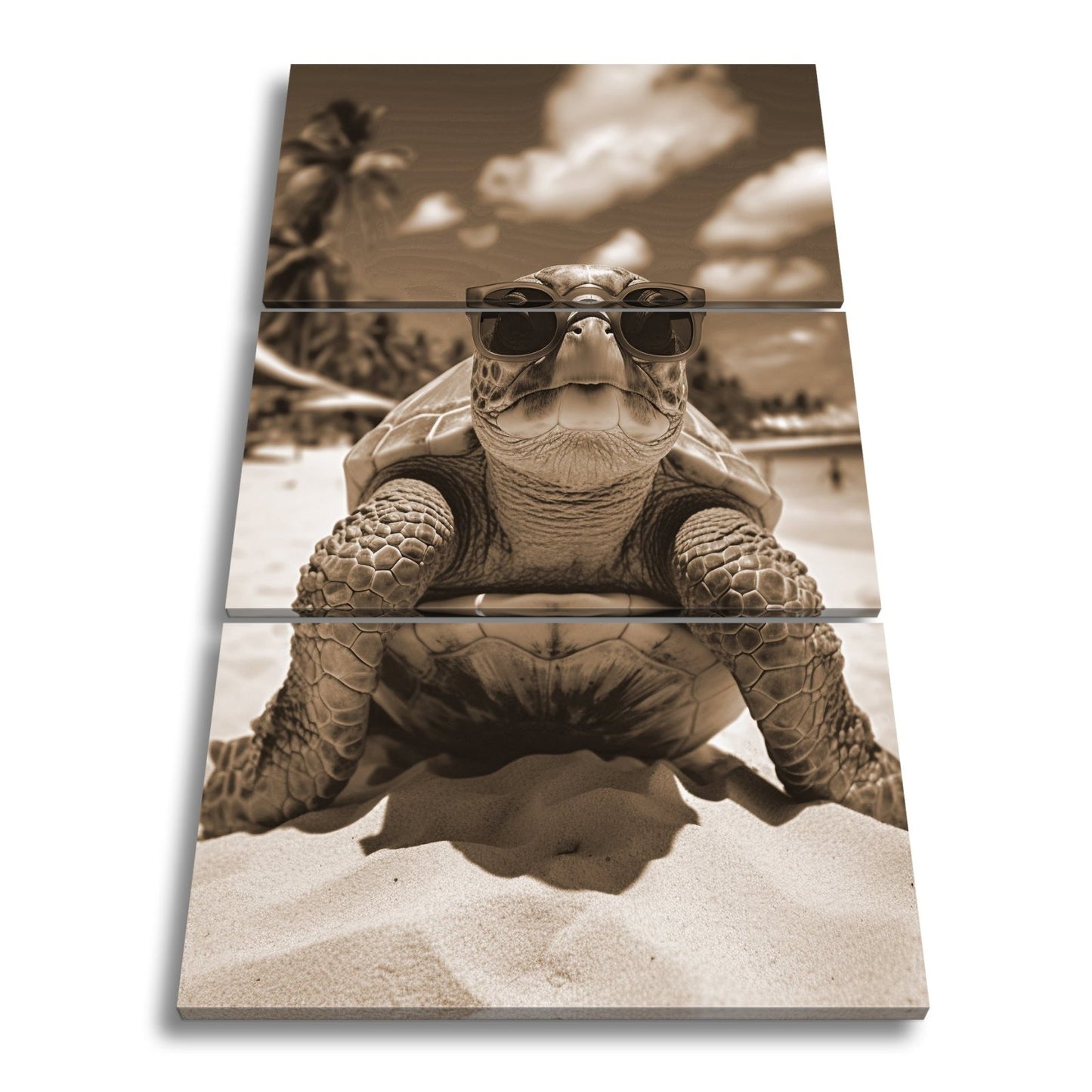 Leinwandbild Sonnenanbeterin mit Panzer und roter Brille. - deyoli