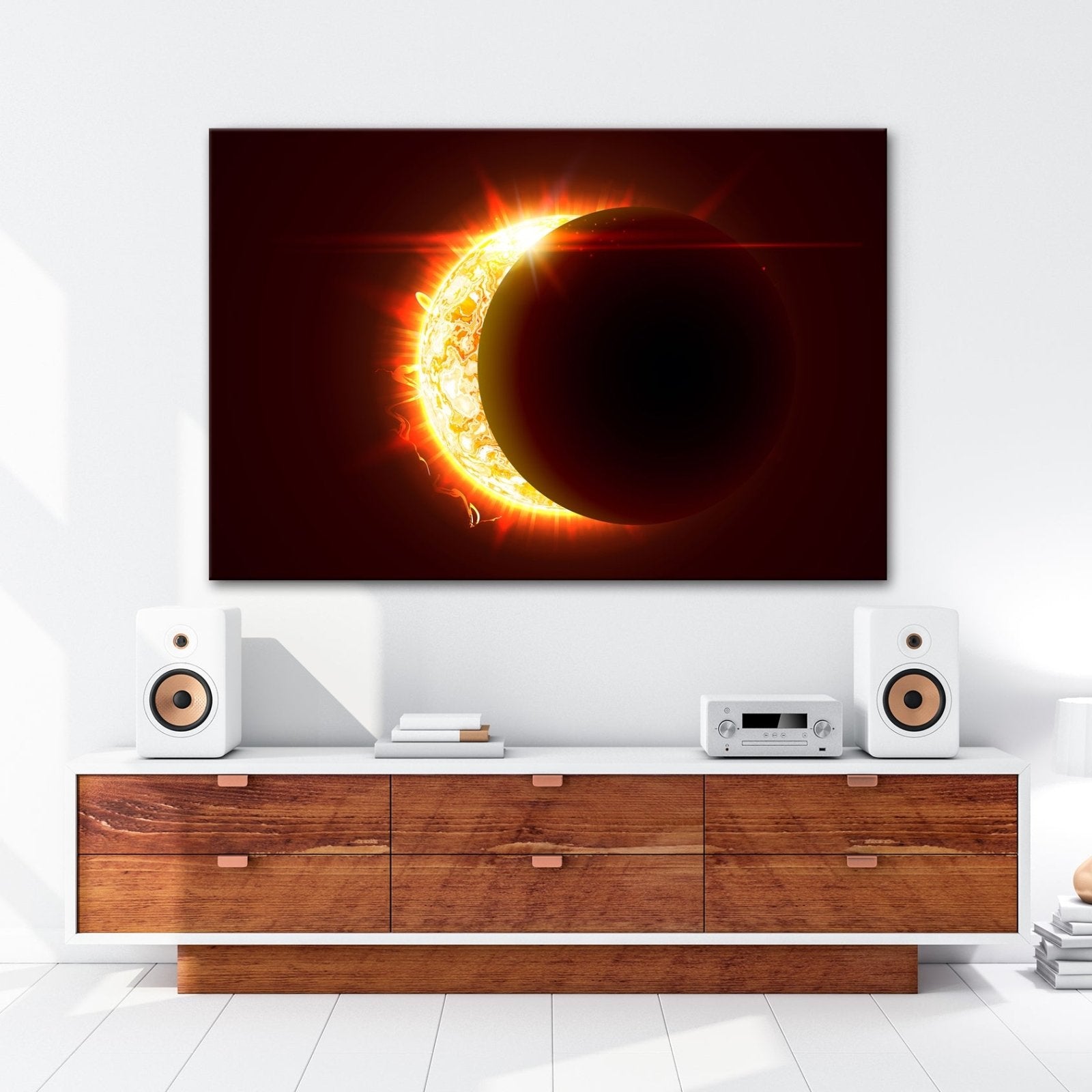 Leinwandbild Sonnenfeuer küsst Schatten – ein himmlisches Flammenpoem - deyoli
