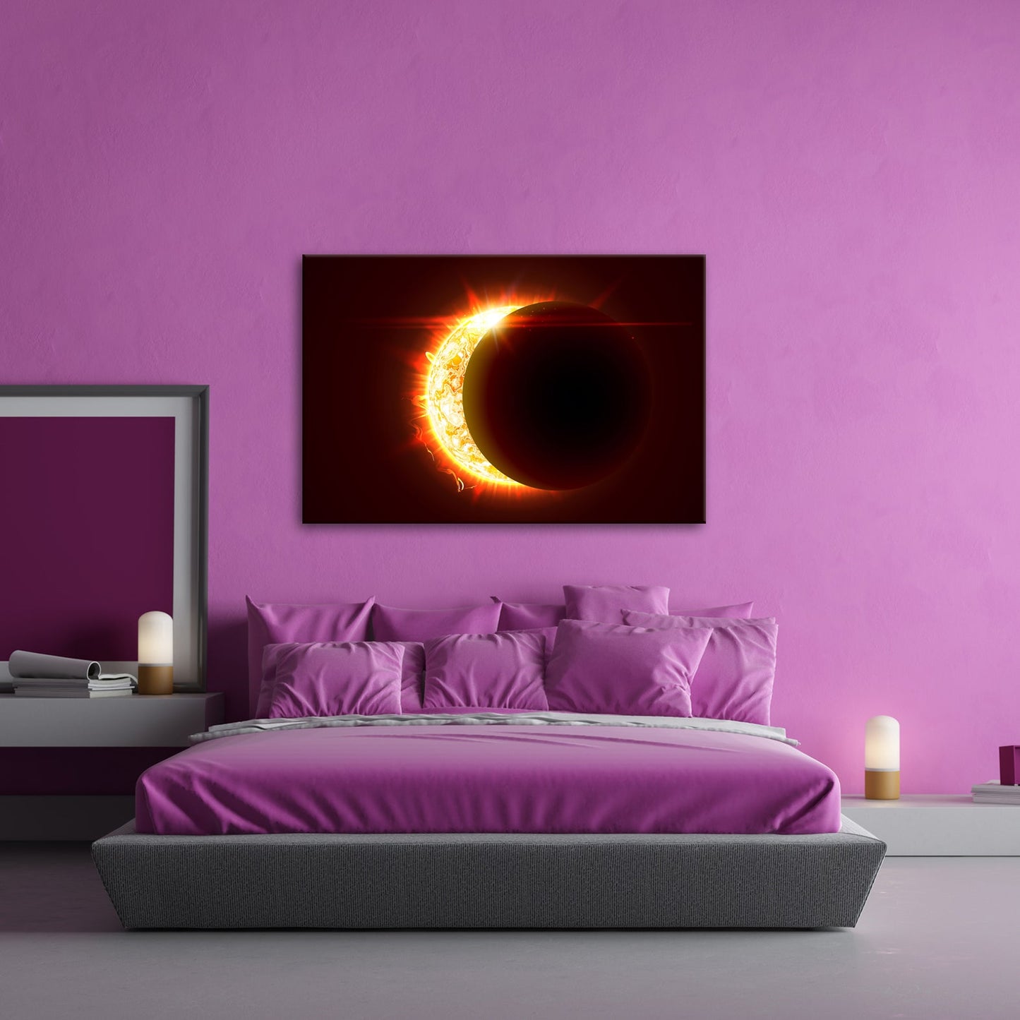 Leinwandbild Sonnenfeuer küsst Schatten – ein himmlisches Flammenpoem - deyoli