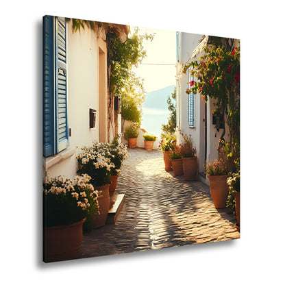 Leinwandbild Sonnengeküsste Gasse – Mediterraner Charme XXL - deyoli