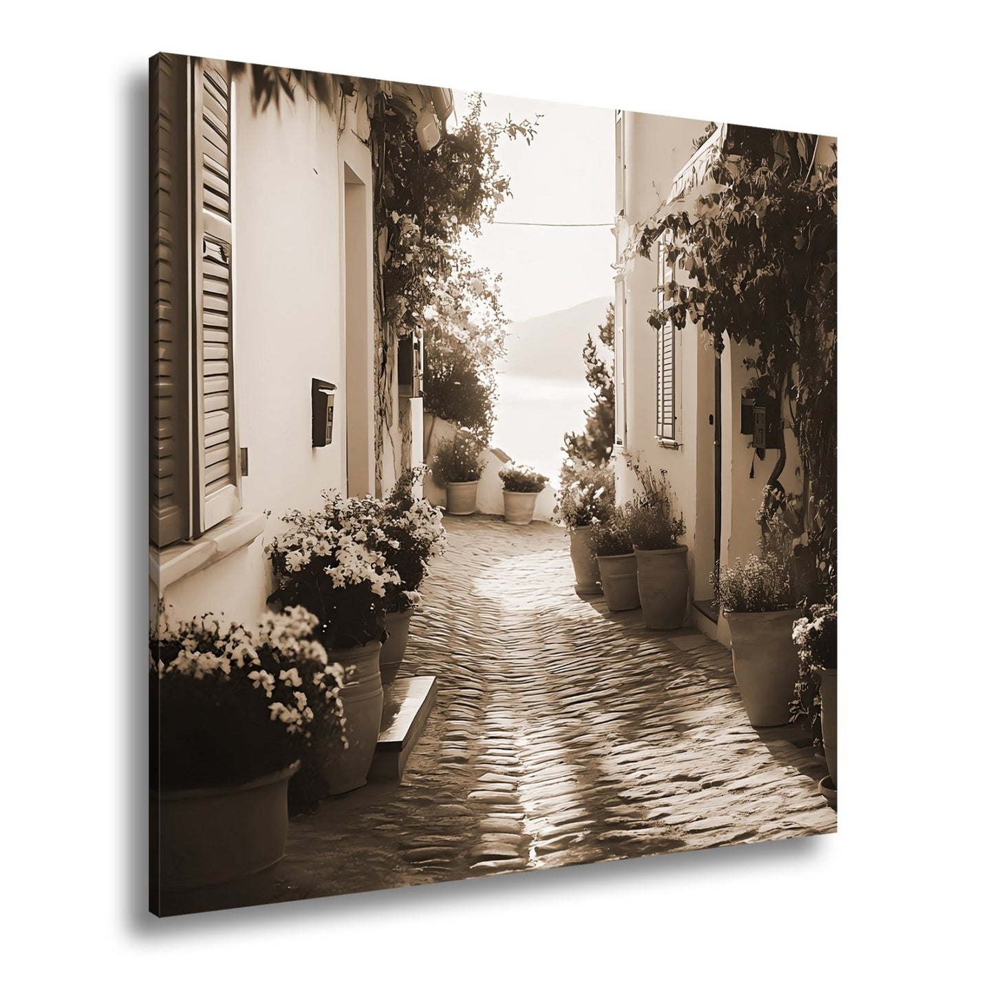 Leinwandbild Sonnengeküsste Gasse – Mediterraner Charme XXL - deyoli