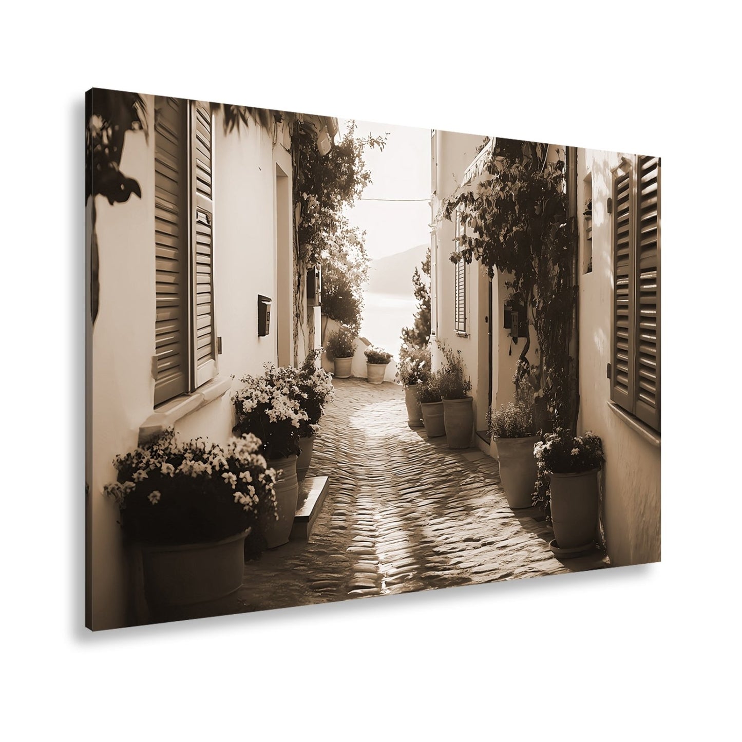 Leinwandbild Sonnengeküsste Gasse – Mediterraner Charme XXL - deyoli