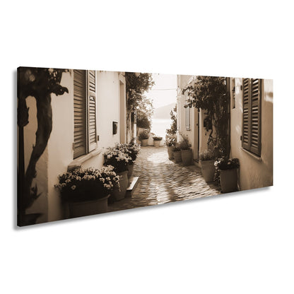 Leinwandbild Sonnengeküsste Gasse – Mediterraner Charme XXL - deyoli