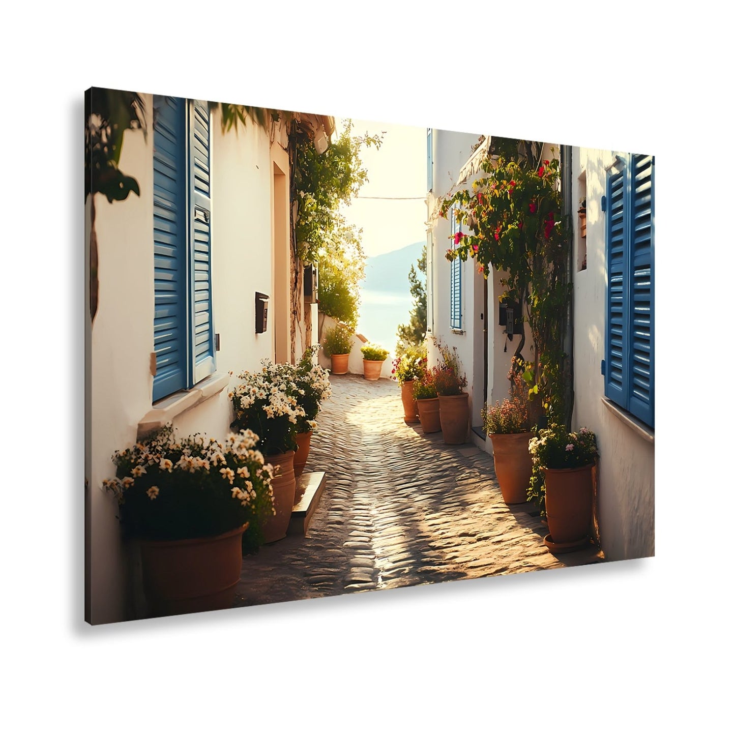Leinwandbild Sonnengeküsste Gasse – Mediterraner Charme XXL - deyoli