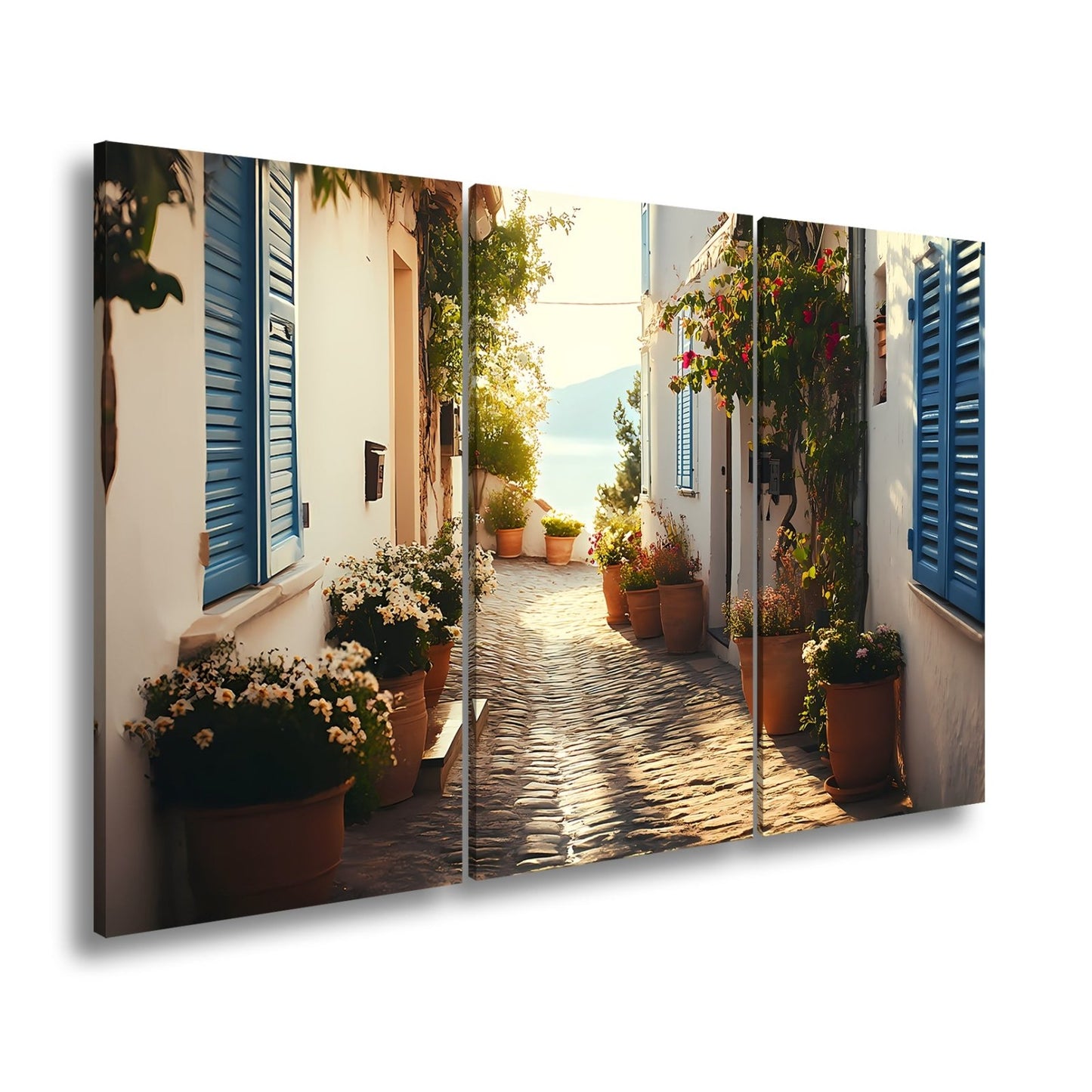 Leinwandbild Sonnengeküsste Gasse – Mediterraner Charme XXL - deyoli