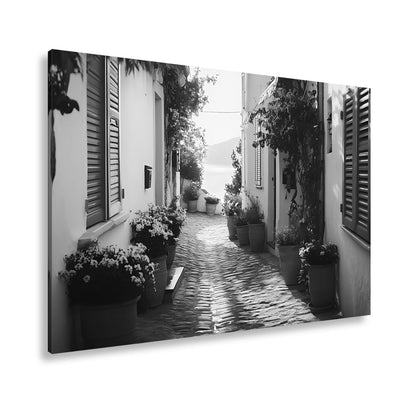 Leinwandbild Sonnengeküsste Gasse – Mediterraner Charme XXL - deyoli