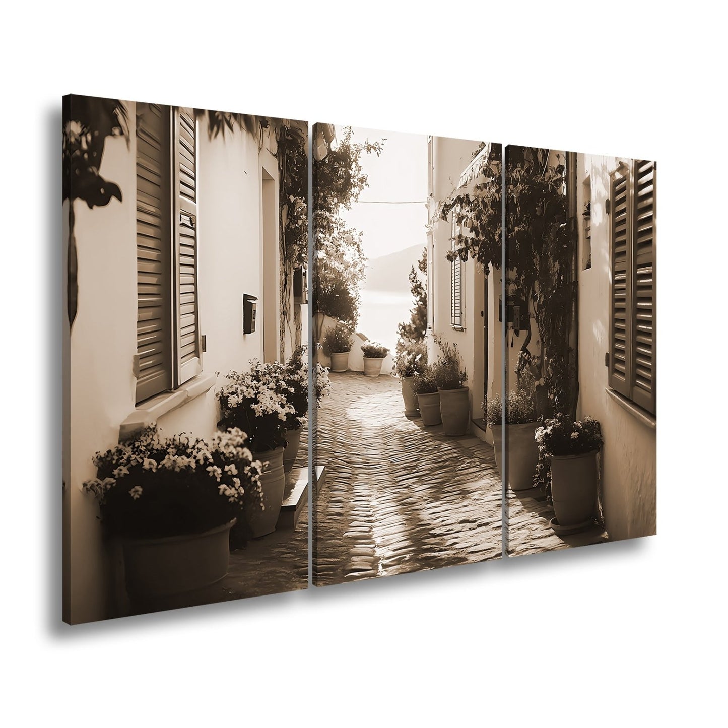 Leinwandbild Sonnengeküsste Gasse – Mediterraner Charme XXL - deyoli