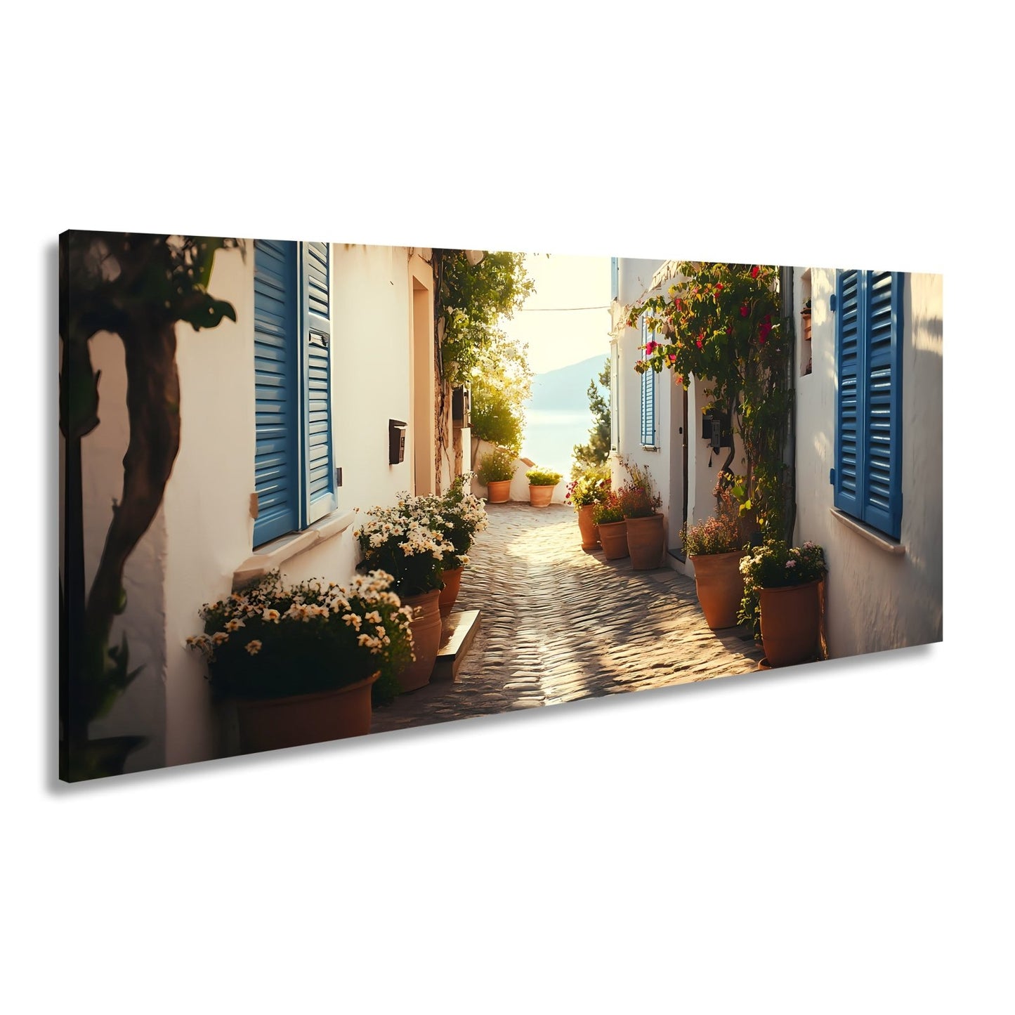 Leinwandbild Sonnengeküsste Gasse – Mediterraner Charme XXL - deyoli