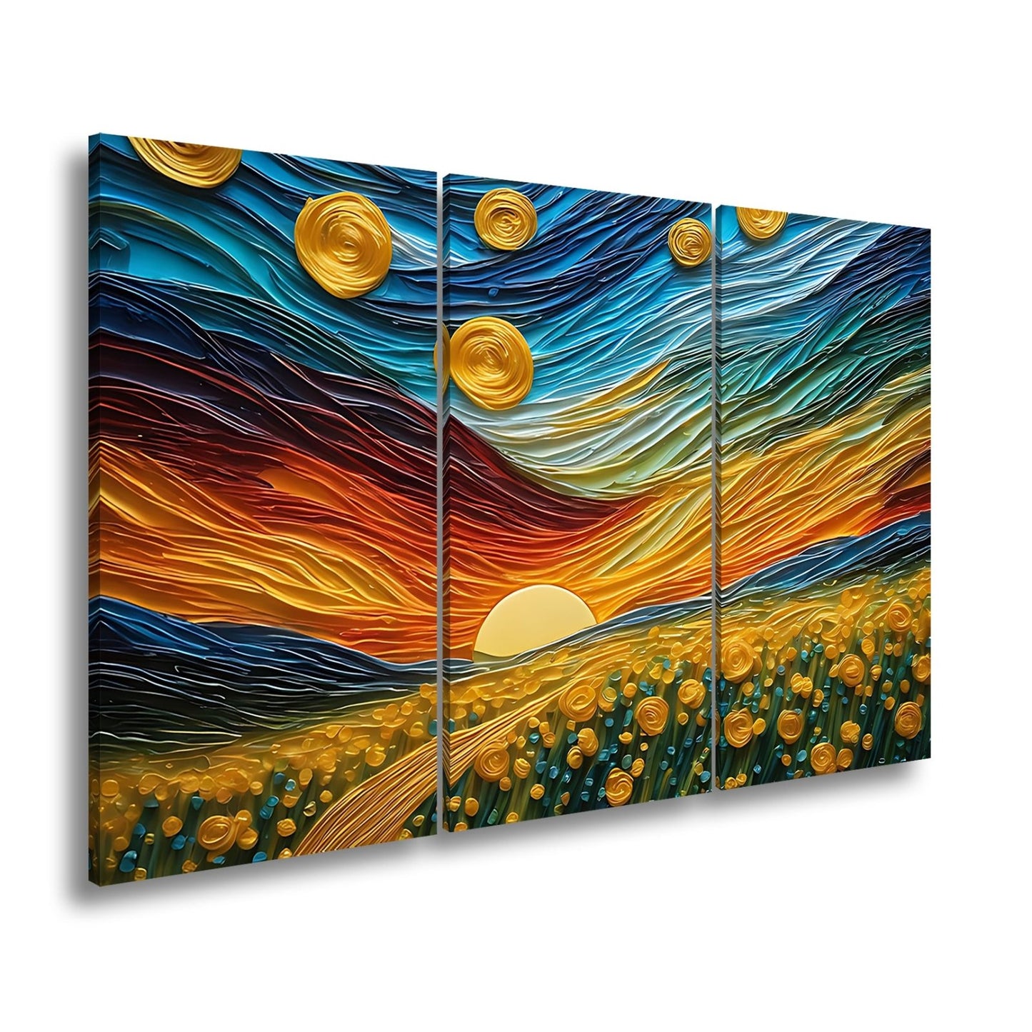 Leinwandbild Sonnenpoesie in Wellen aus Farbe und Licht gewebt. - deyoli