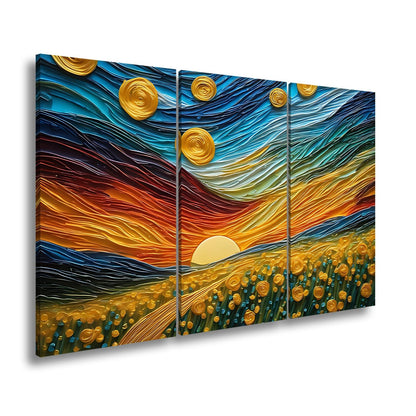 Leinwandbild Sonnenpoesie in Wellen aus Farbe und Licht gewebt. - deyoli