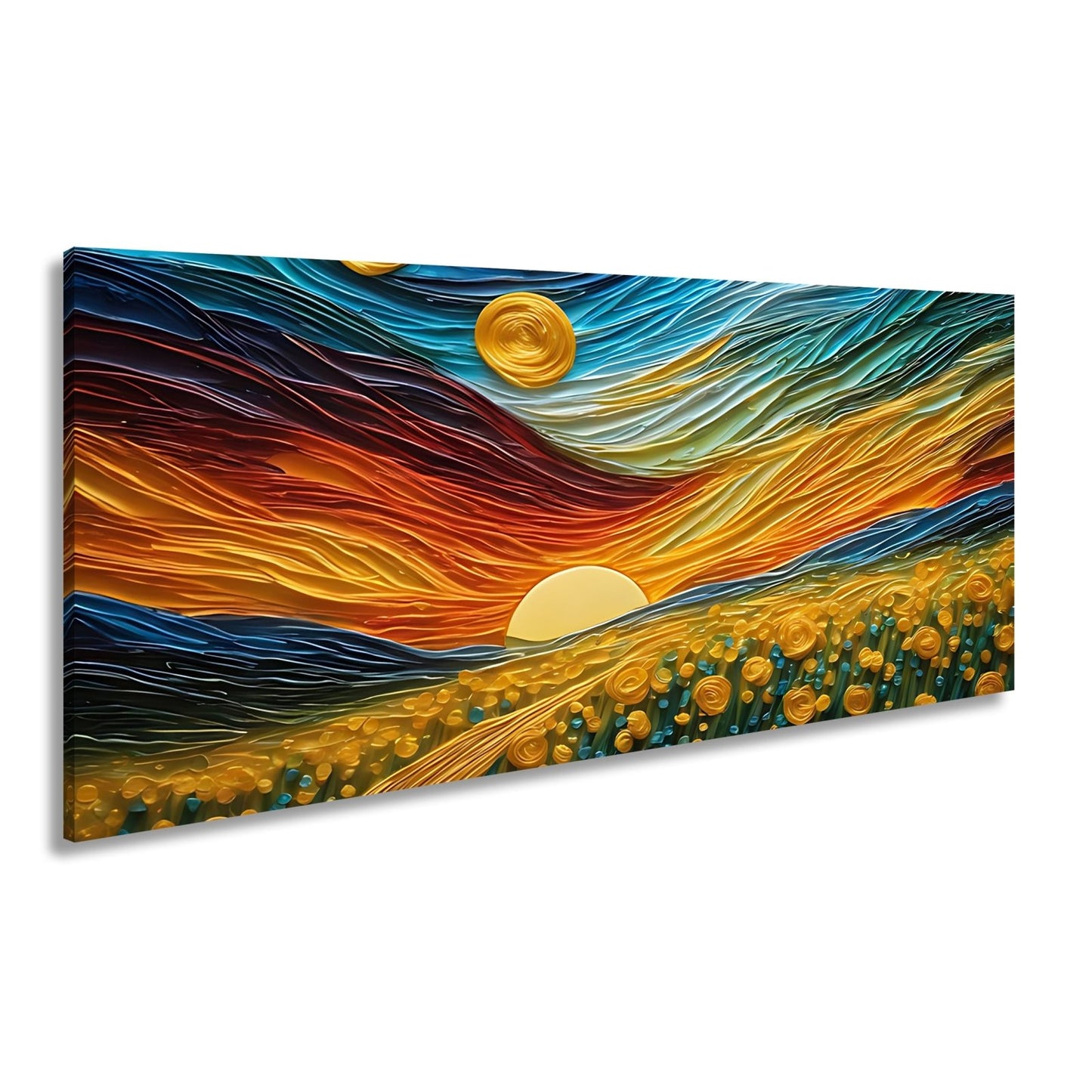 Leinwandbild Sonnenpoesie in Wellen aus Farbe und Licht gewebt. - deyoli