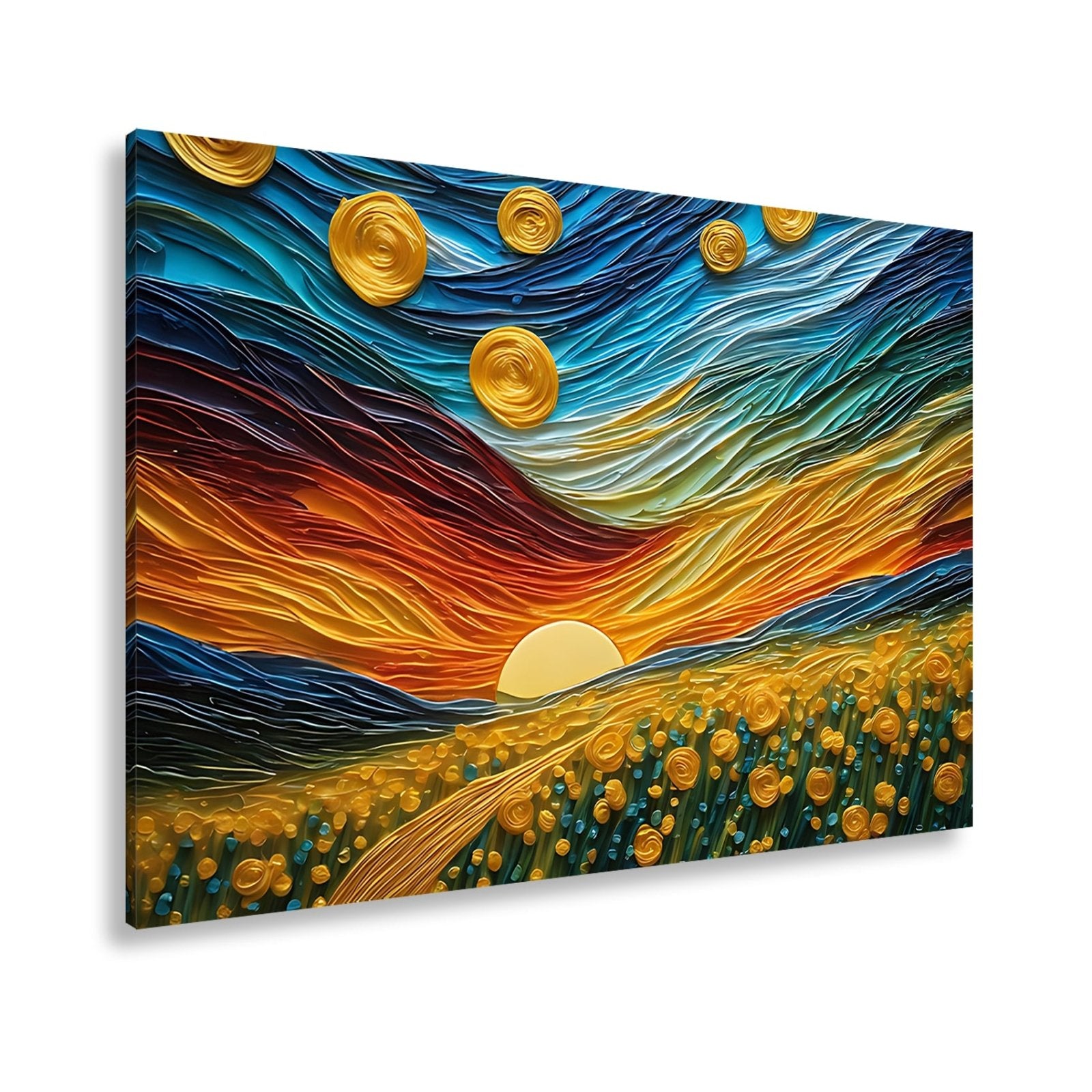 Leinwandbild Sonnenpoesie in Wellen aus Farbe und Licht gewebt. - deyoli