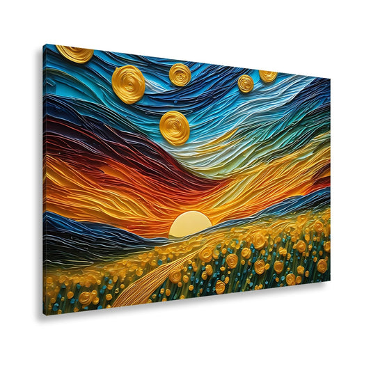 Leinwandbild Sonnenpoesie in Wellen aus Farbe und Licht gewebt. - deyoli