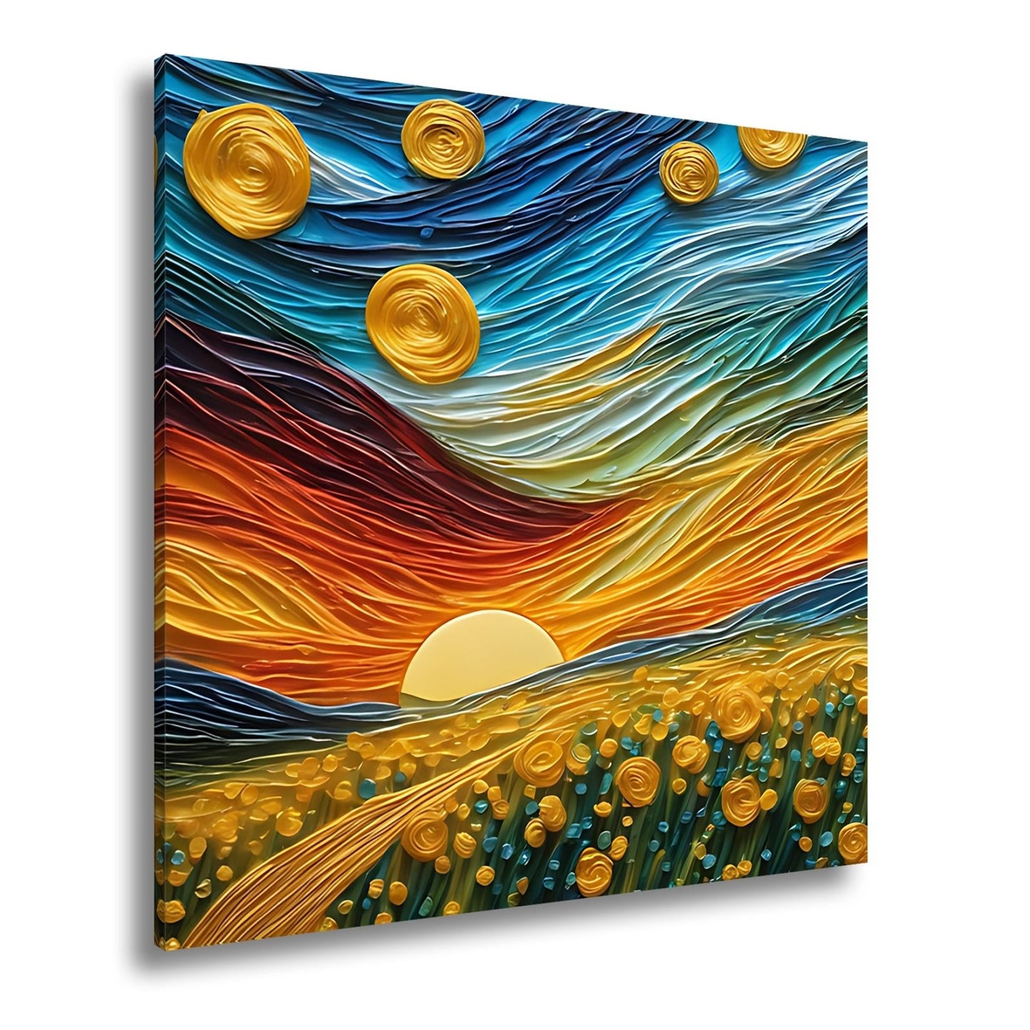 Leinwandbild Sonnenpoesie in Wellen aus Farbe und Licht gewebt. - deyoli