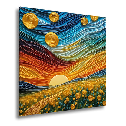 Leinwandbild Sonnenpoesie in Wellen aus Farbe und Licht gewebt. - deyoli