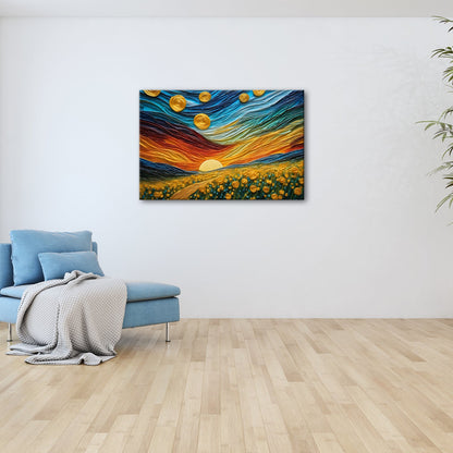 Leinwandbild Sonnenpoesie in Wellen aus Farbe und Licht gewebt. - deyoli