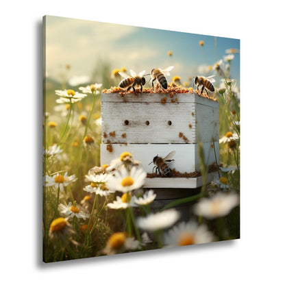 Leinwandbild Sonnentanz über dem Bienenhaus im Blütenmeer - deyoli