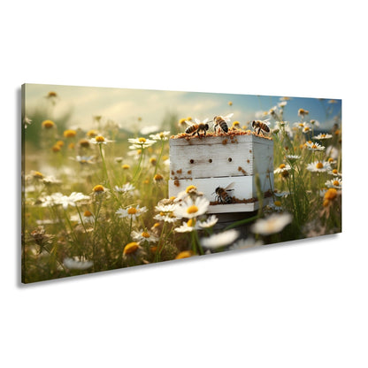 Leinwandbild Sonnentanz über dem Bienenhaus im Blütenmeer - deyoli