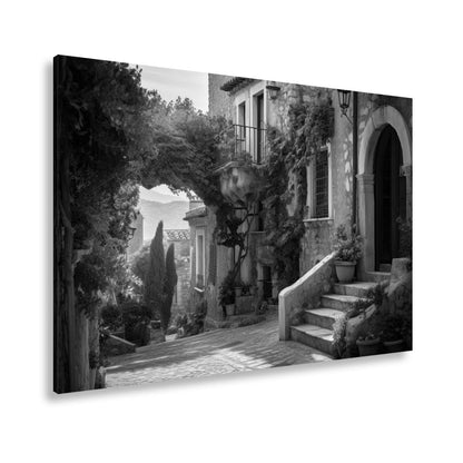 Leinwandbild Sonnenverwobene Gasse voller mediterraner Ruhe - deyoli