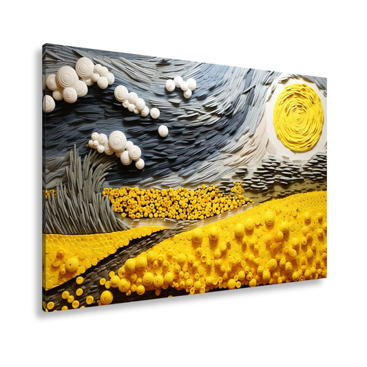 Leinwandbild Sonnenwirbel Blumenfeld – Abstrakte Bewegung XXL Canvas - deyoli