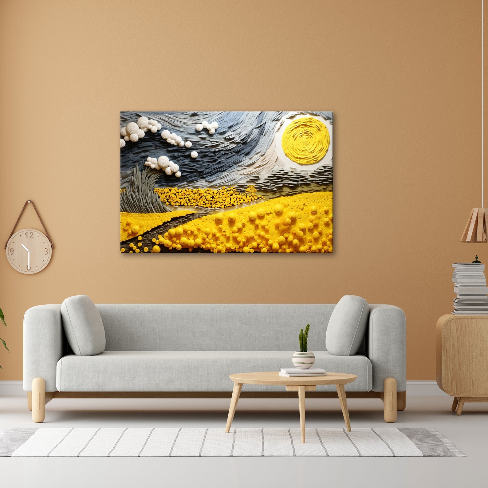 Leinwandbild Sonnenwirbel Blumenfeld – Abstrakte Bewegung XXL Canvas - deyoli