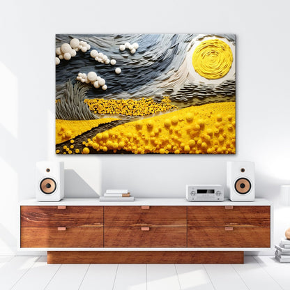 Leinwandbild Sonnenwirbel Blumenfeld – Abstrakte Bewegung XXL Canvas - deyoli
