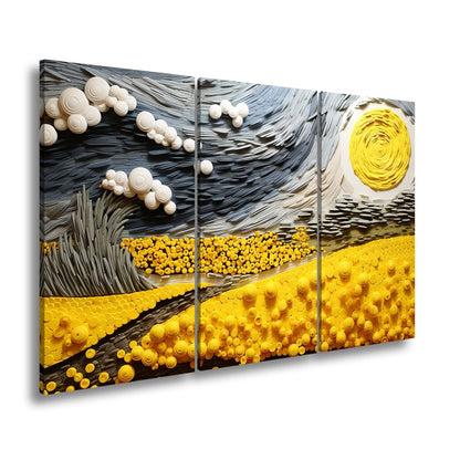 Leinwandbild Sonnenwirbel Blumenfeld – Abstrakte Bewegung XXL Canvas - deyoli