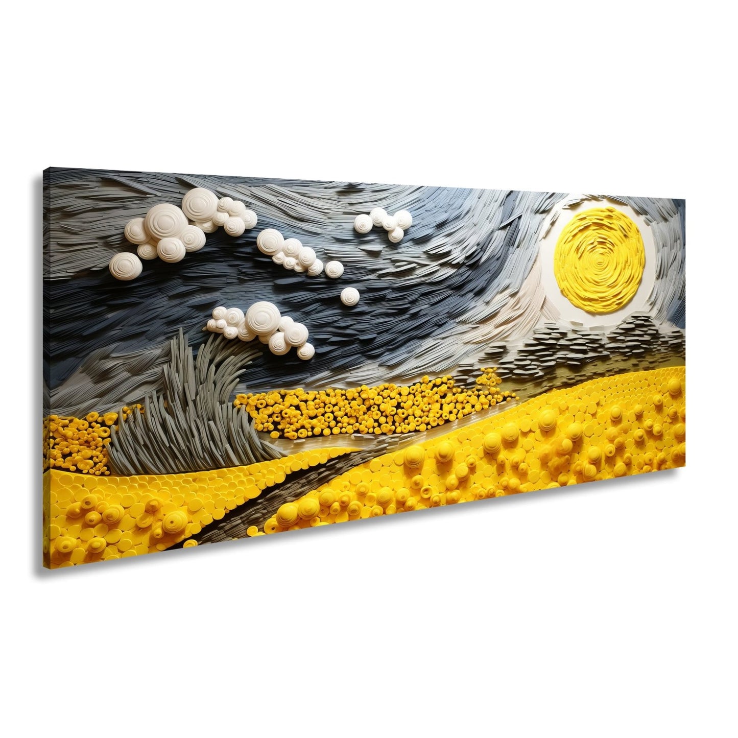 Leinwandbild Sonnenwirbel Blumenfeld – Abstrakte Bewegung XXL Canvas - deyoli