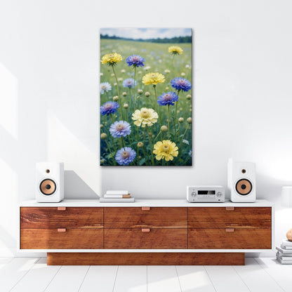 Leinwandbild Sonnige Wiesenblüten flüstern vom Sommer im Wind. - deyoli