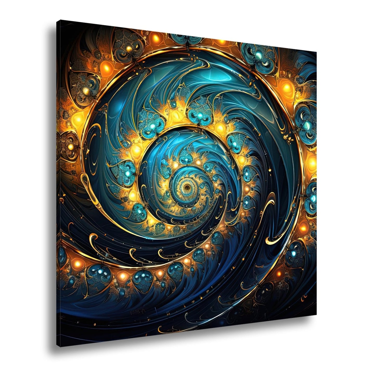 Leinwandbild Spirale XXL – Gold - türkis voller kosmischer Energie - deyoli
