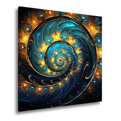 Leinwandbild Spirale XXL – Gold - türkis voller kosmischer Energie - deyoli