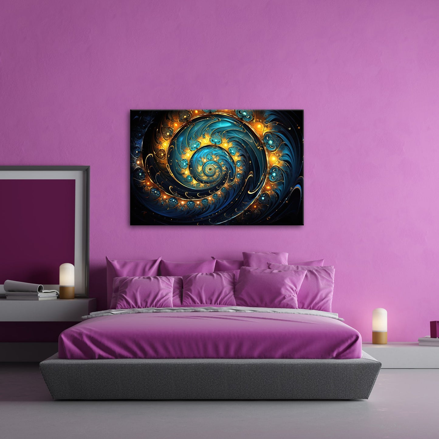 Leinwandbild Spirale XXL – Gold - türkis voller kosmischer Energie - deyoli