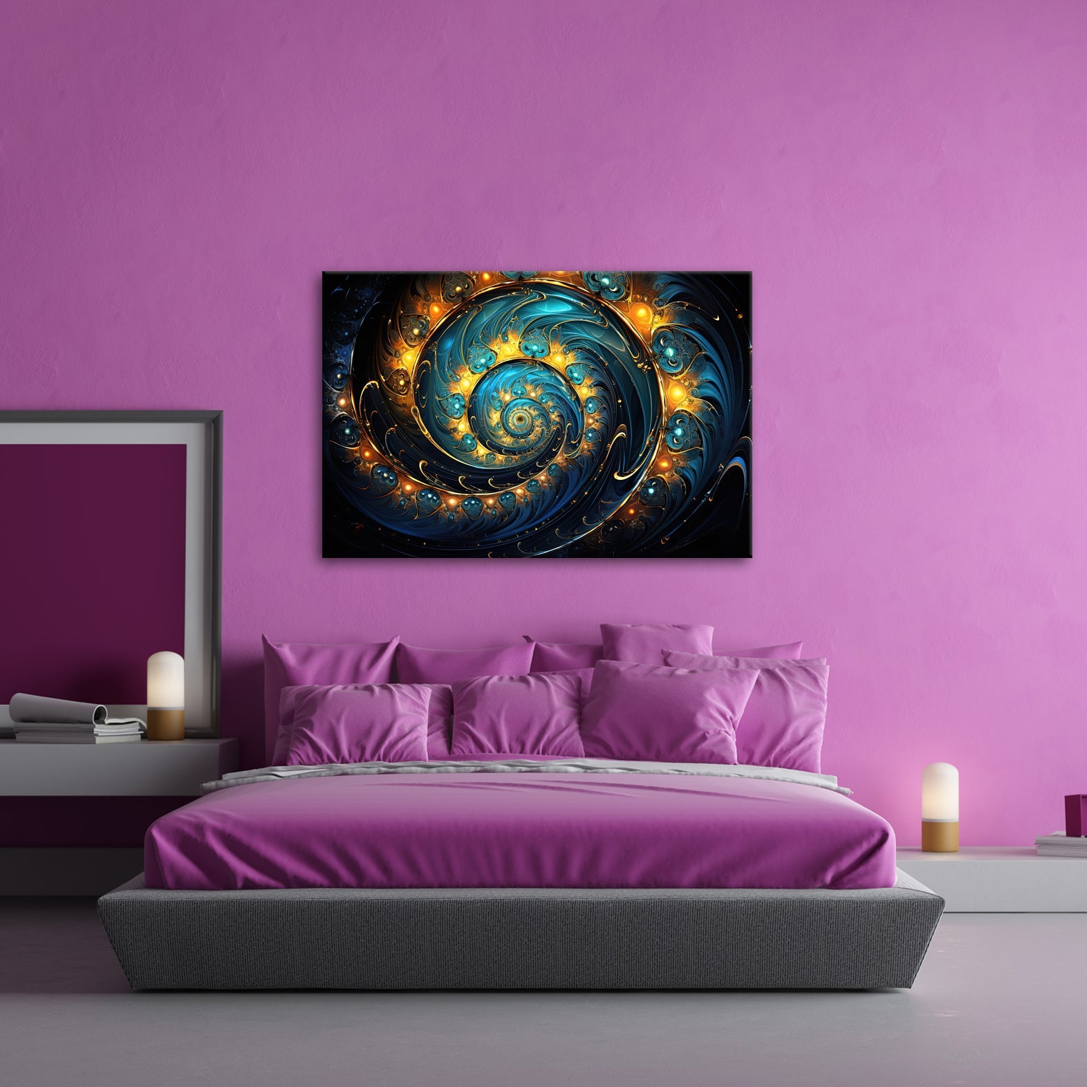 Leinwandbild Spirale XXL – Gold - türkis voller kosmischer Energie - deyoli