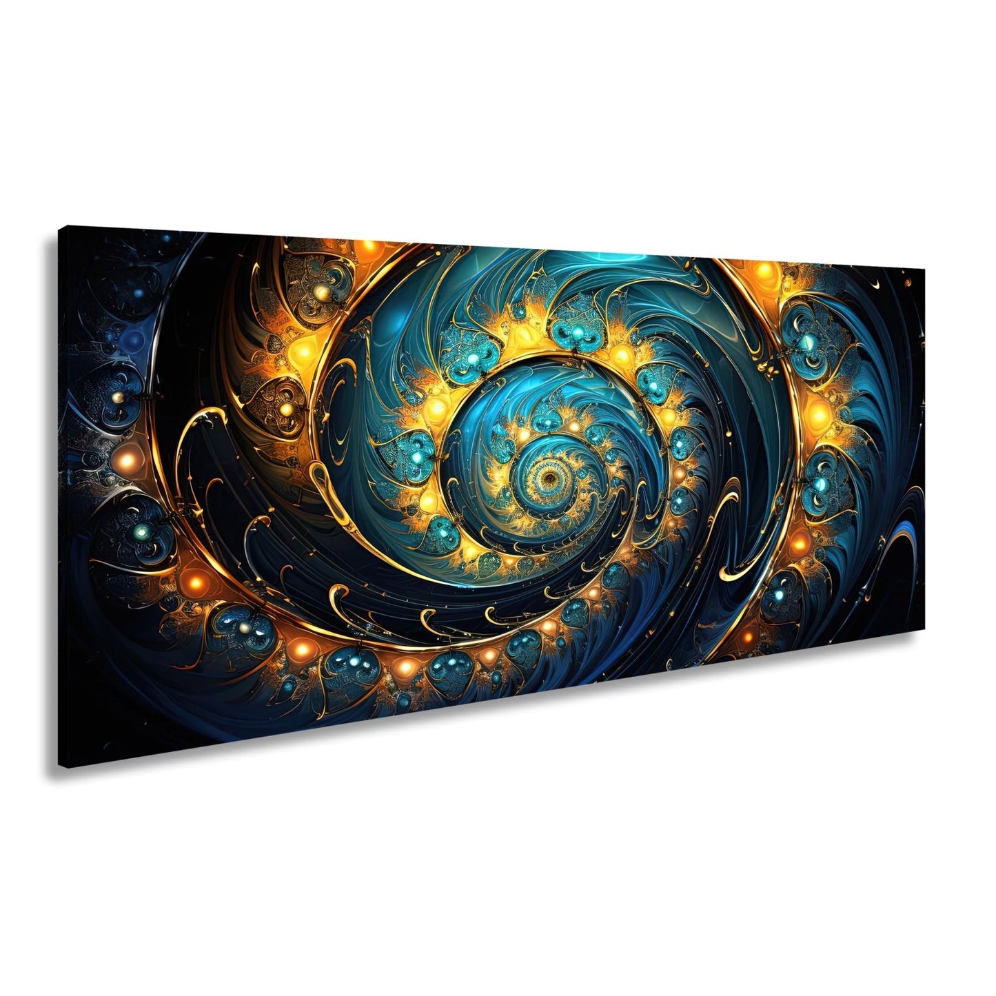 Leinwandbild Spirale XXL – Gold - türkis voller kosmischer Energie - deyoli
