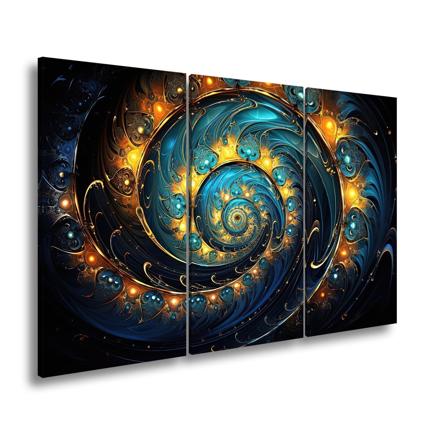 Leinwandbild Spirale XXL – Gold - türkis voller kosmischer Energie - deyoli