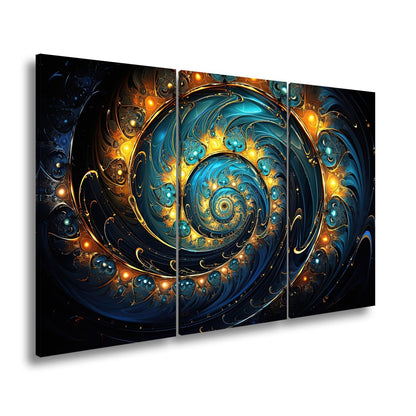 Leinwandbild Spirale XXL – Gold - türkis voller kosmischer Energie - deyoli