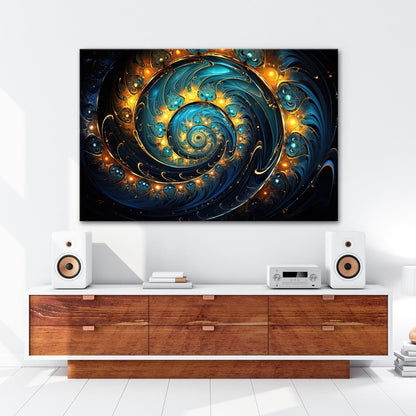 Leinwandbild Spirale XXL – Gold - türkis voller kosmischer Energie - deyoli