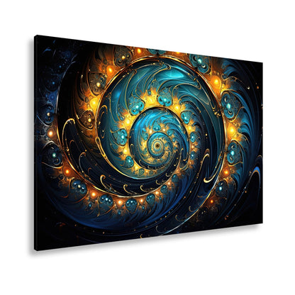 Leinwandbild Spirale XXL – Gold - türkis voller kosmischer Energie - deyoli
