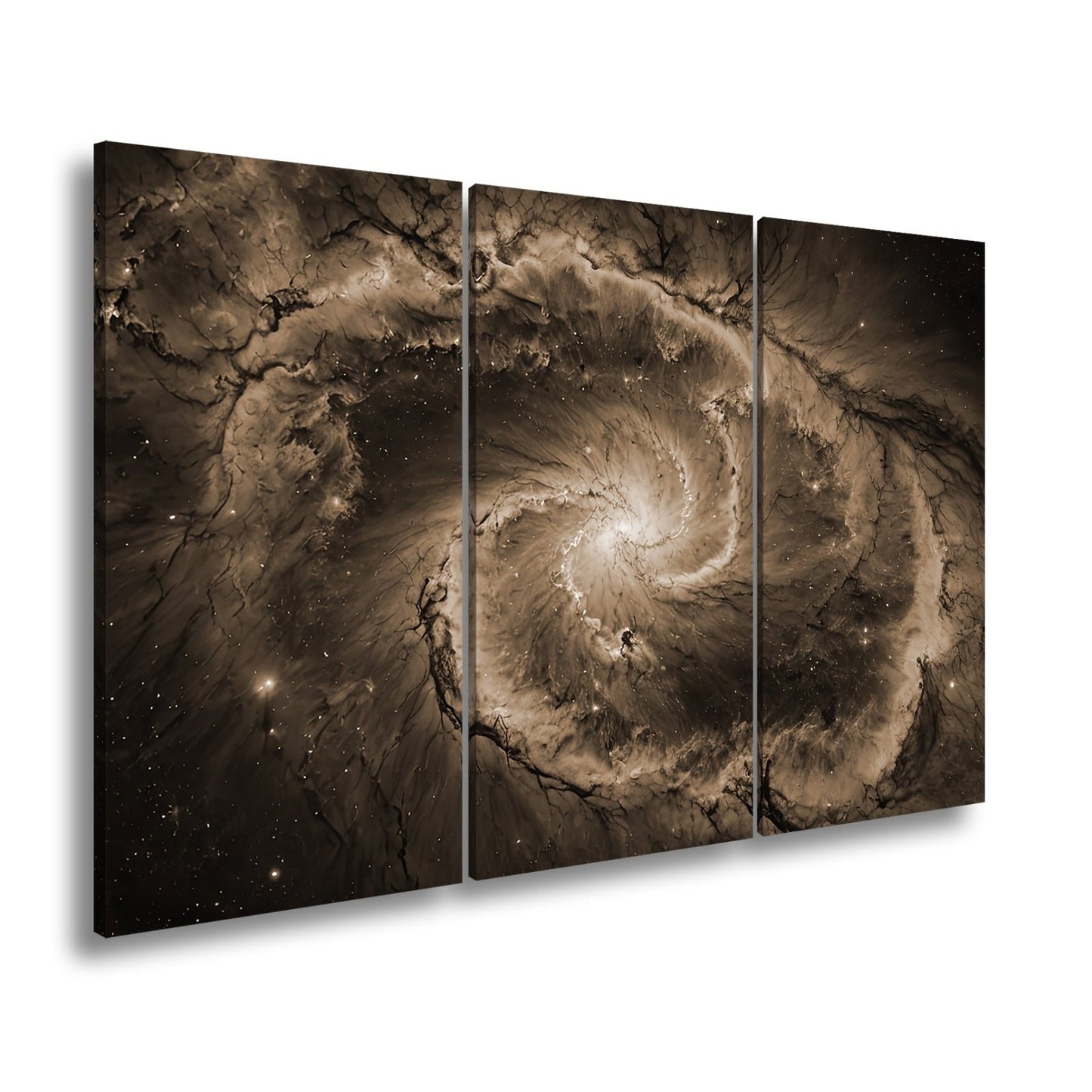 Leinwandbild Spiralförmige Galaxie – Tiefes Blau mit leuchtenden Adern XXL - deyoli
