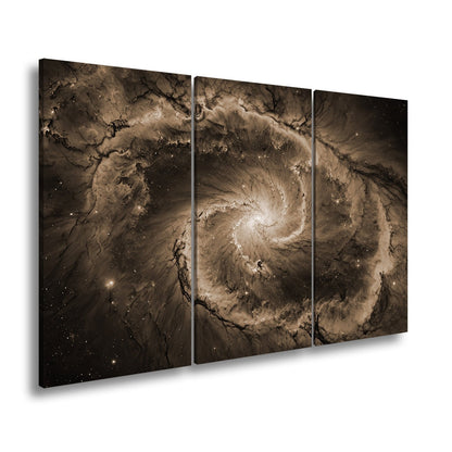 Leinwandbild Spiralförmige Galaxie – Tiefes Blau mit leuchtenden Adern XXL - deyoli