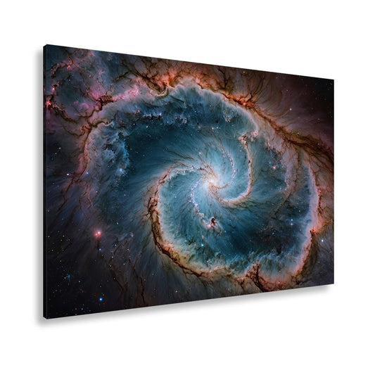 Leinwandbild Spiralförmige Galaxie – Tiefes Blau mit leuchtenden Adern XXL - deyoli