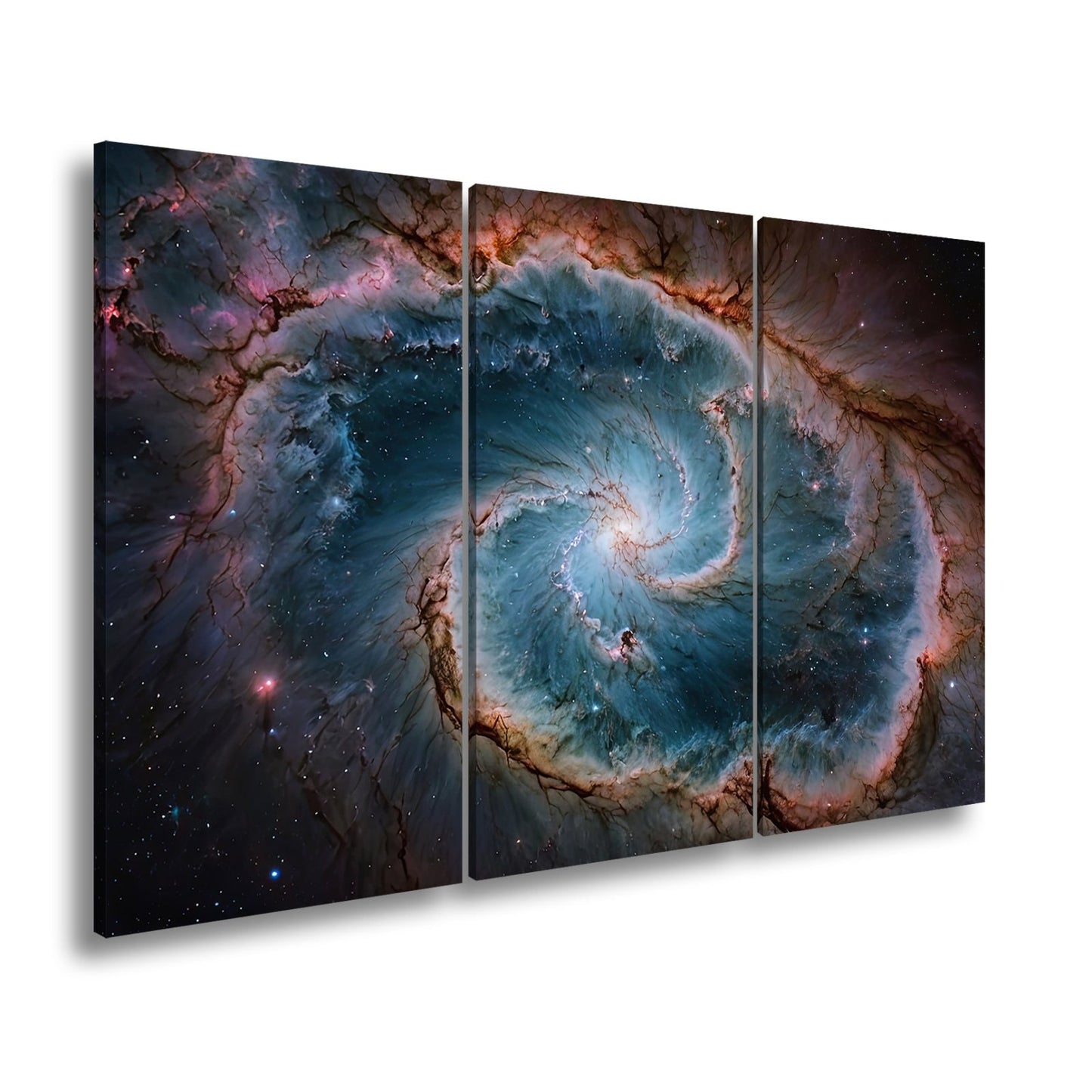 Leinwandbild Spiralförmige Galaxie – Tiefes Blau mit leuchtenden Adern XXL - deyoli