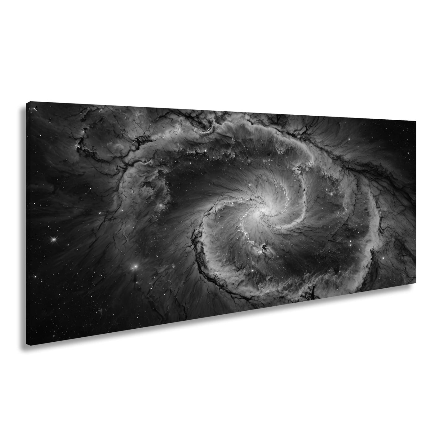 Leinwandbild Spiralförmige Galaxie – Tiefes Blau mit leuchtenden Adern XXL - deyoli