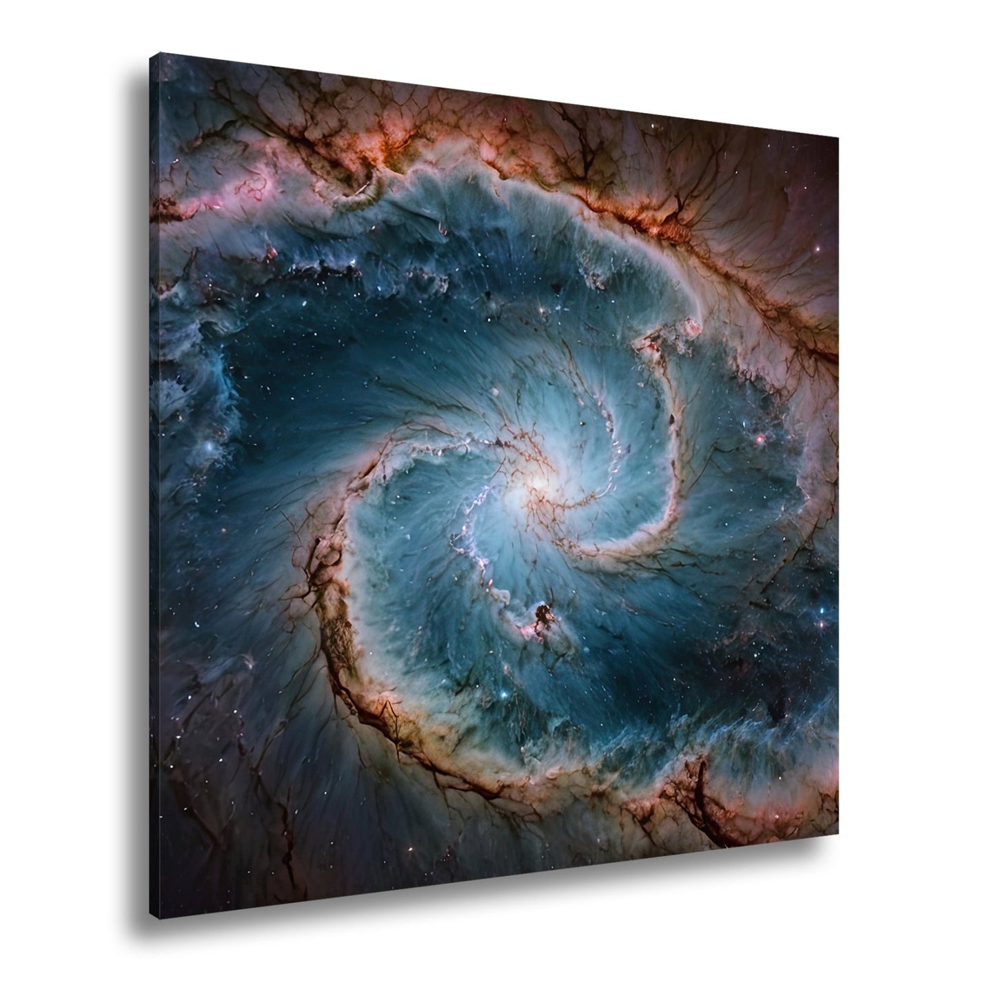 Leinwandbild Spiralförmige Galaxie – Tiefes Blau mit leuchtenden Adern XXL - deyoli