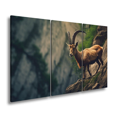 Leinwandbild Steinbock trotzt der Steilwand – ein König der Felsenwelt. - deyoli