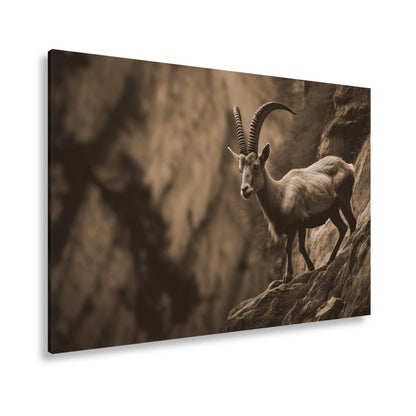 Leinwandbild Steinbock trotzt der Steilwand – ein König der Felsenwelt. - deyoli